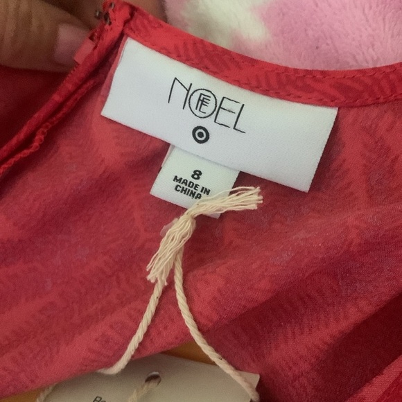 Fe Noel x Target Palm Leaf‎ Contrast Exaggerated Flutter Sleeve Maxi Dress Red 8 - Picture 6 of 11